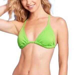 wild fable Lime Green Triangle Bikini Swim Top with Crossover Back Straps-Size M